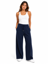 Pantalón Palazzo Mujer Azul Navy French Terry Deli 2