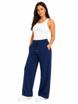 Pantalón Palazzo Mujer Azul Navy French Terry Deli 4