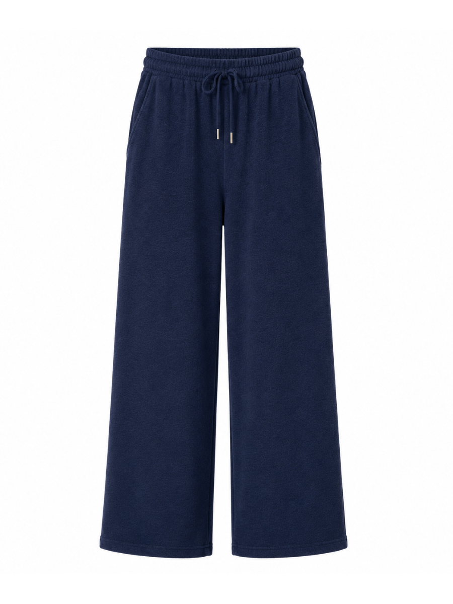 Pantalón Palazzo Mujer Azul Navy French Terry Deli
