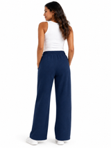 Pantalón Palazzo Mujer Azul Navy French Terry Deli 3