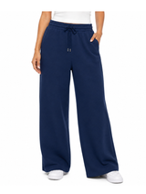 Pantalón Palazzo Mujer Azul Navy French Terry Deli 1