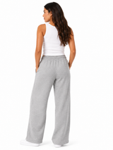 Pantalón Palazzo Mujer Gris Melange French Terry Deli 3