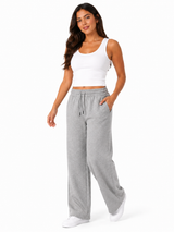 Pantalón Palazzo Mujer Gris Melange French Terry Deli 4