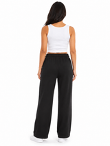 Pantalón Palazzo Mujer Negro French Terry Deli 2