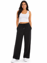 Pantalón Palazzo Mujer Negro French Terry Deli 1