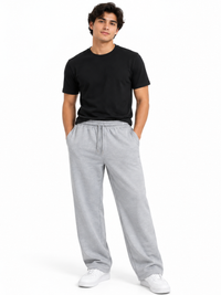Pantalón French Terry Hombre Gris Melange | Recto Cómodo Casual | ENKI