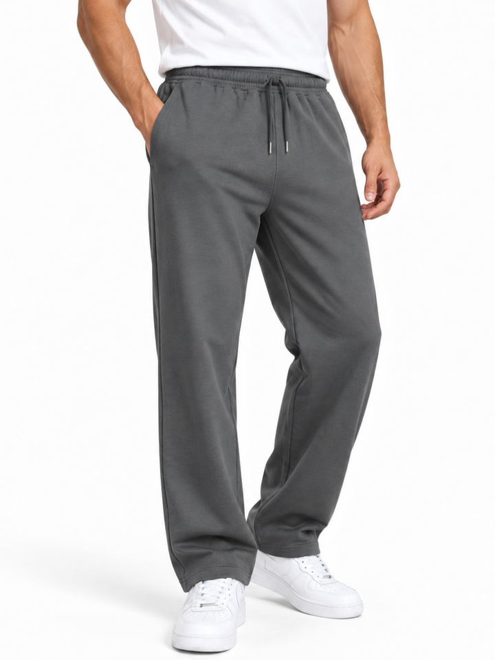 Pantalón French Terry Hombre Gris Oscuro | Recto Cómodo Casual | ENKI
