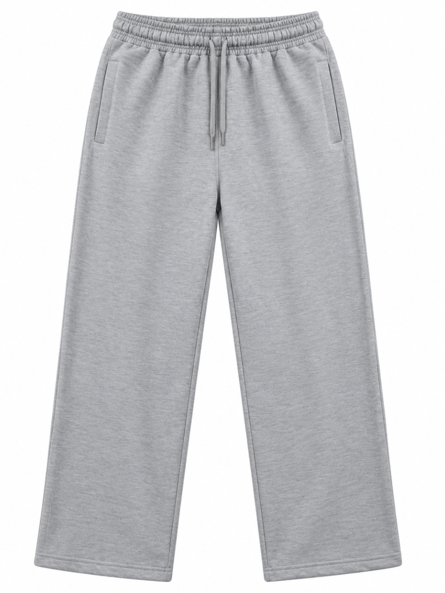 Pantalón French Terry Hombre Gris Melange | Recto Cómodo Casual | ENKI