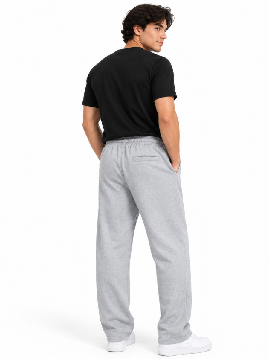 Pantalón French Terry Hombre Gris Melange | Recto Cómodo Casual | ENKI