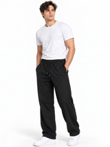 Pantalón French Terry Hombre Negro | Recto Cómodo Casual | ENKI 3