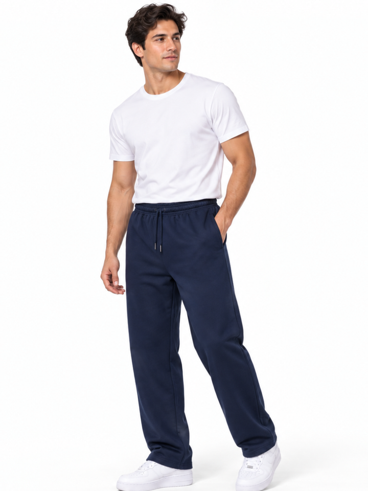 Pantalón French Terry Hombre Azul | Recto Cómodo Casual | ENKI