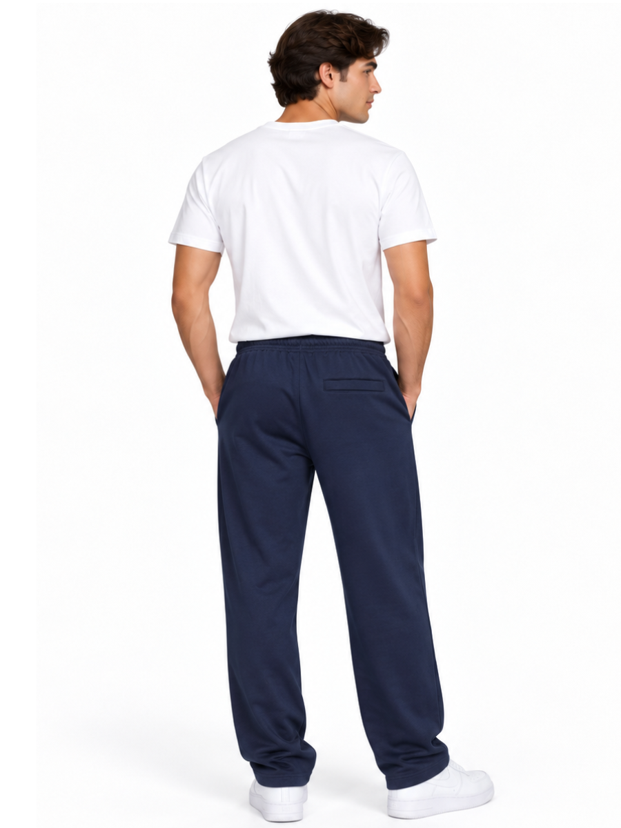 Pantalón French Terry Hombre Azul | Recto Cómodo Casual | ENKI