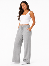 Pantalón Palazzo Mujer Gris Melange French Terry Deli 1