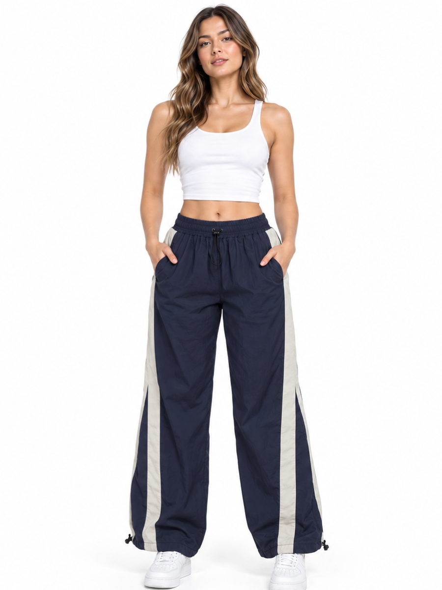Pack x2 Pantalón Aura Oversized Mujer | Tela Mojada Hueso y Gris