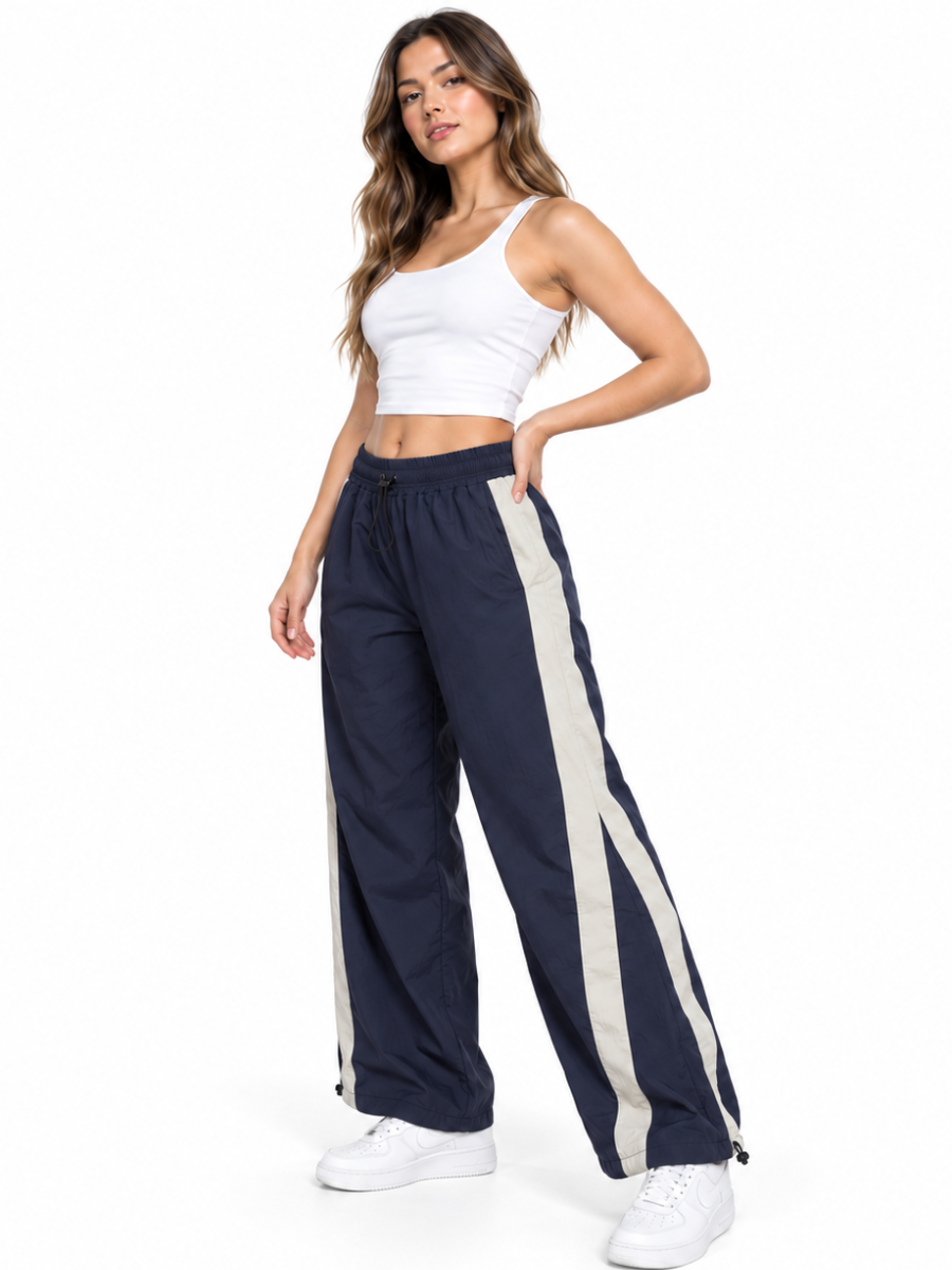 Pack x3 Pantalón Aura Oversized Mujer | Tela Mojada Azul Marino, Negro y Gris