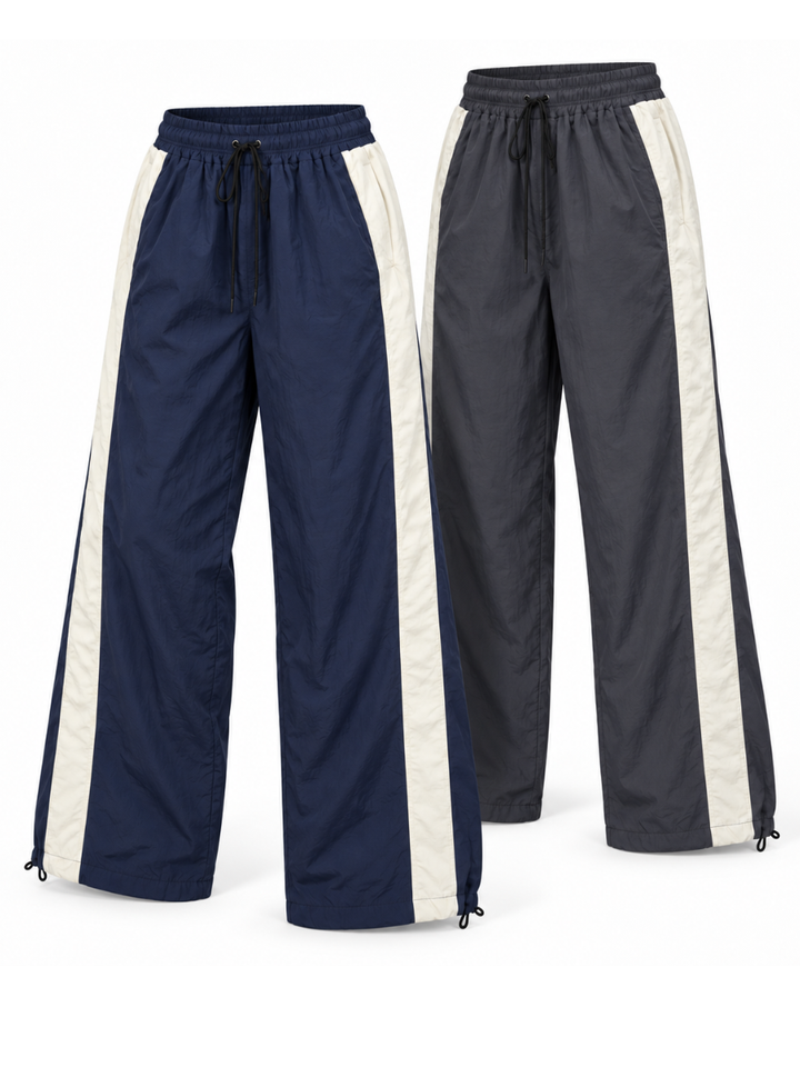 Pack x2 Pantalón Aura Oversized Mujer | Tela Mojada Azul Marino y Gris