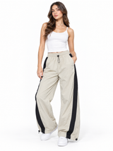 Pack x2 Pantalón Aura Oversized Mujer | Tela Mojada Hueso y Gris 4