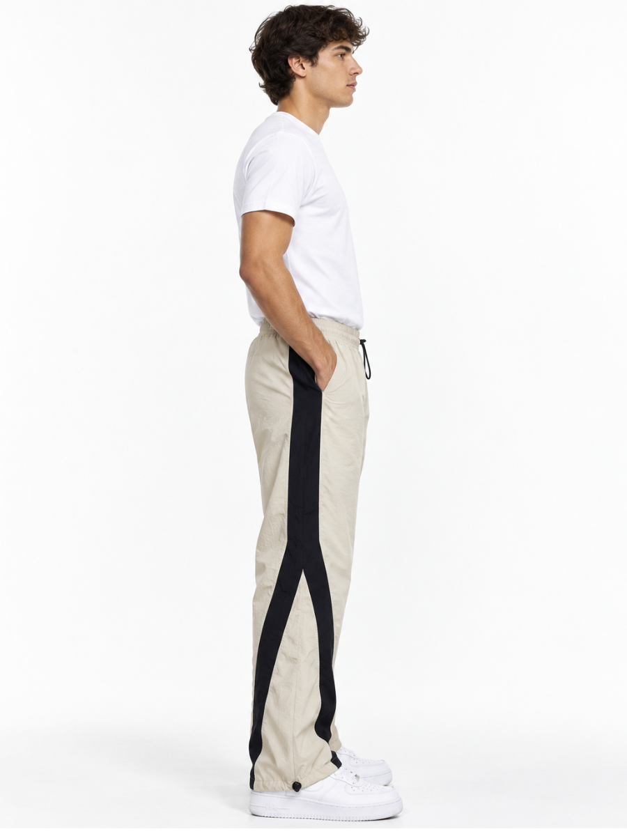 Pantalón Edge Line Baggy para Hombre | Tela Mojada Color Hueso