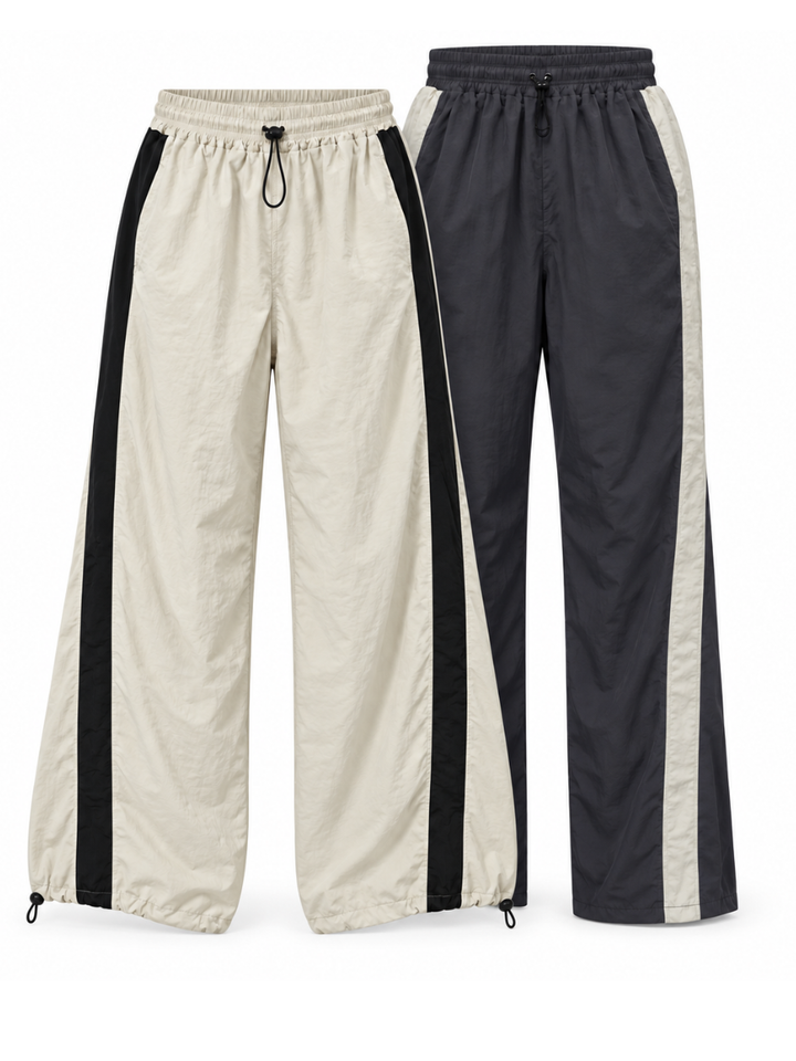 Pack x2 Pantalón Edge Line Baggy Tela Mojada para Hombre | Gris y Hueso