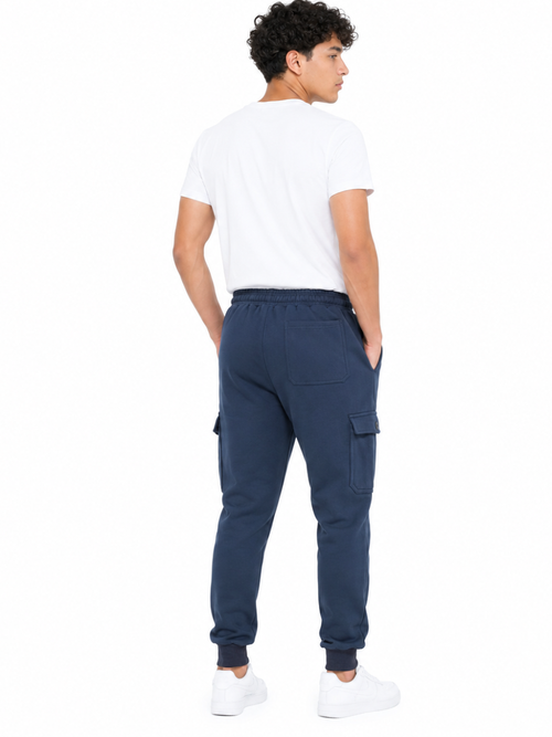 Jogger Cargo Azul Denim — Algodón Franela | Rib en Bota | Hombre | ENKI