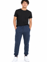 Jogger Cargo Azul Denim — Algodón Franela | Rib en Bota | Hombre | ENKI 1