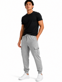 Jogger Cargo Gris — Algodón Franela | Rib en Bota | Hombre | ENKI