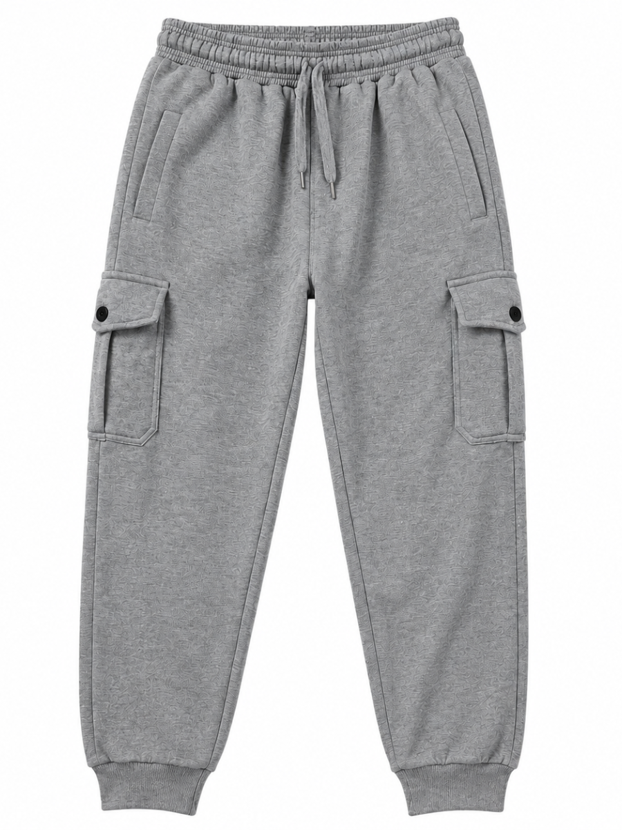 Jogger Cargo Gris — Algodón Franela | Rib en Bota | Hombre | ENKI