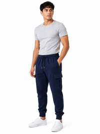 Jogger Cargo Azul Marino — Algodón Franela | Hombre | ENKI