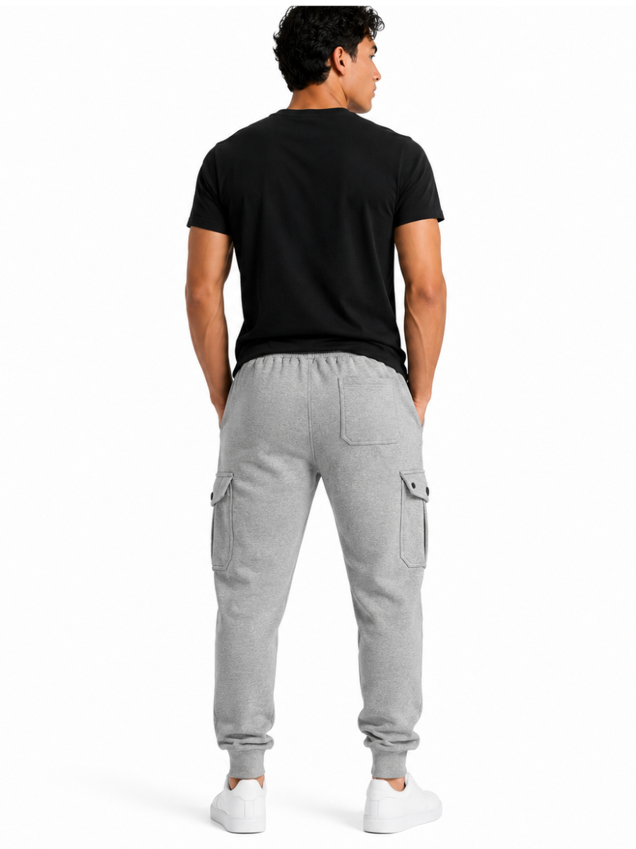 Jogger Cargo Gris — Algodón Franela | Rib en Bota | Hombre | ENKI