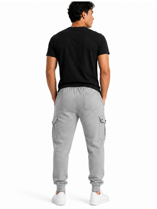 Jogger Cargo Gris — Algodón Franela | Rib en Bota | Hombre | ENKI