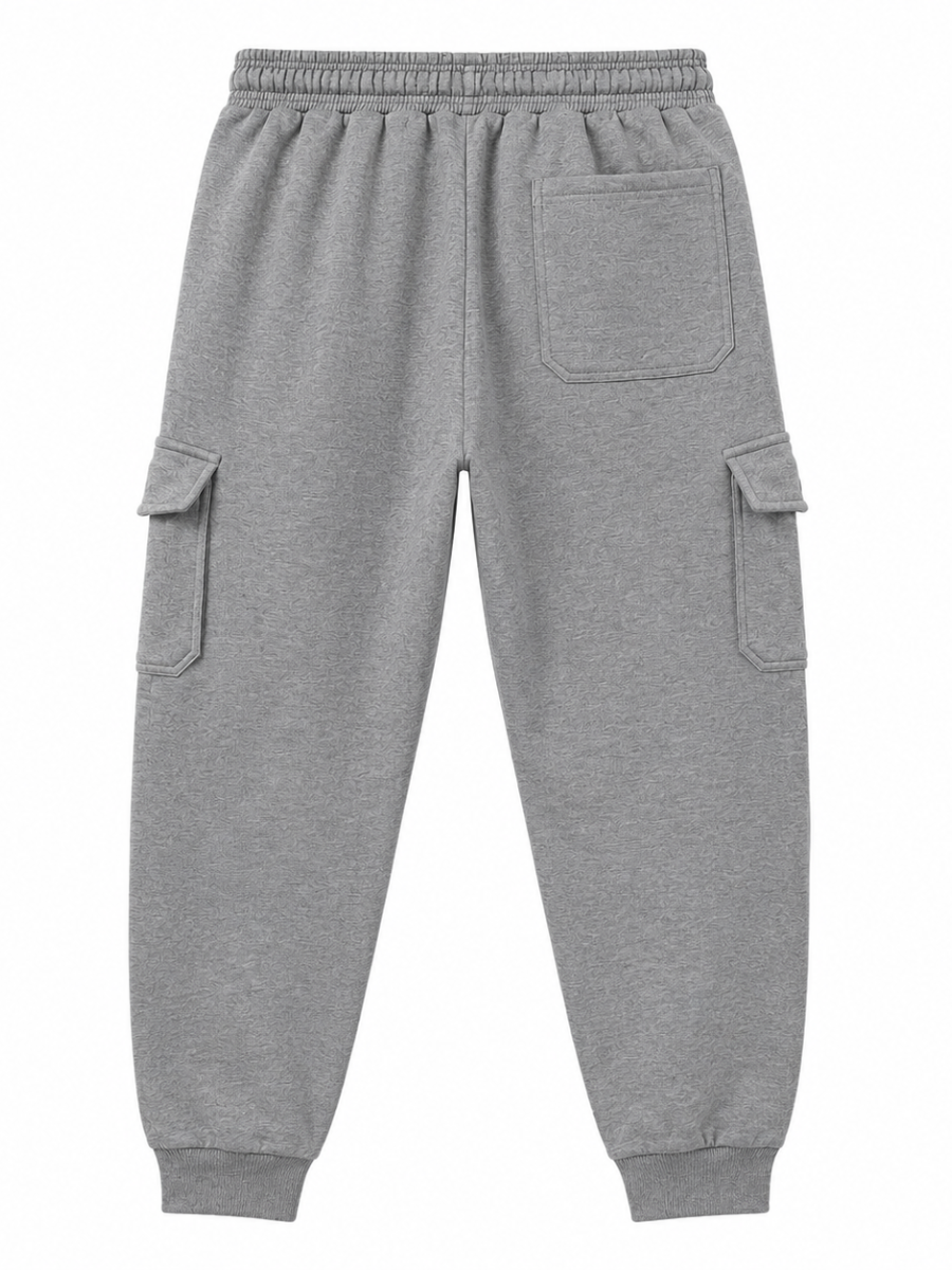 Jogger Cargo Gris — Algodón Franela | Rib en Bota | Hombre | ENKI