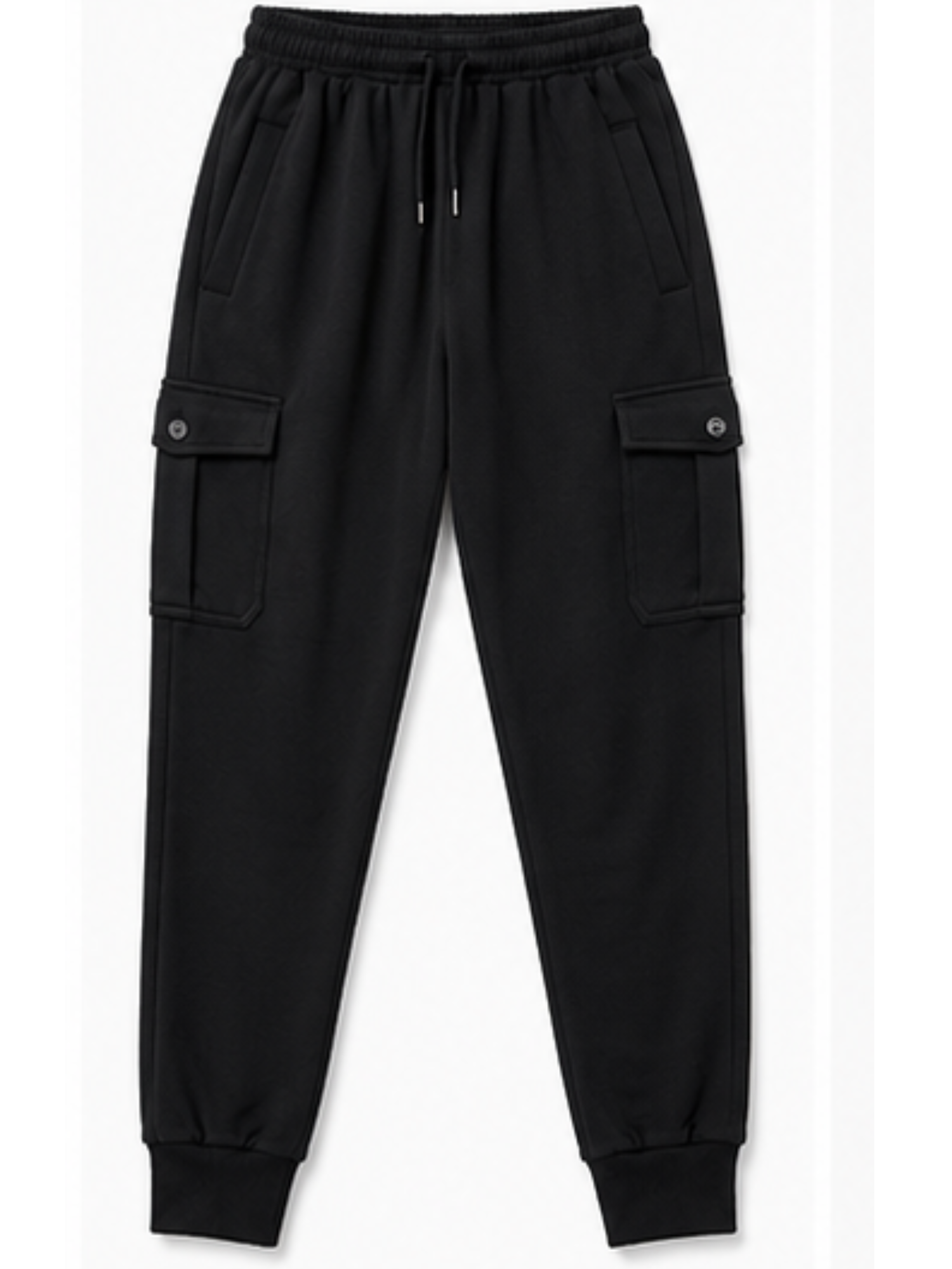 Jogger Cargo Negro — Algodón Franela | Rib en Bota | Hombre | ENKI