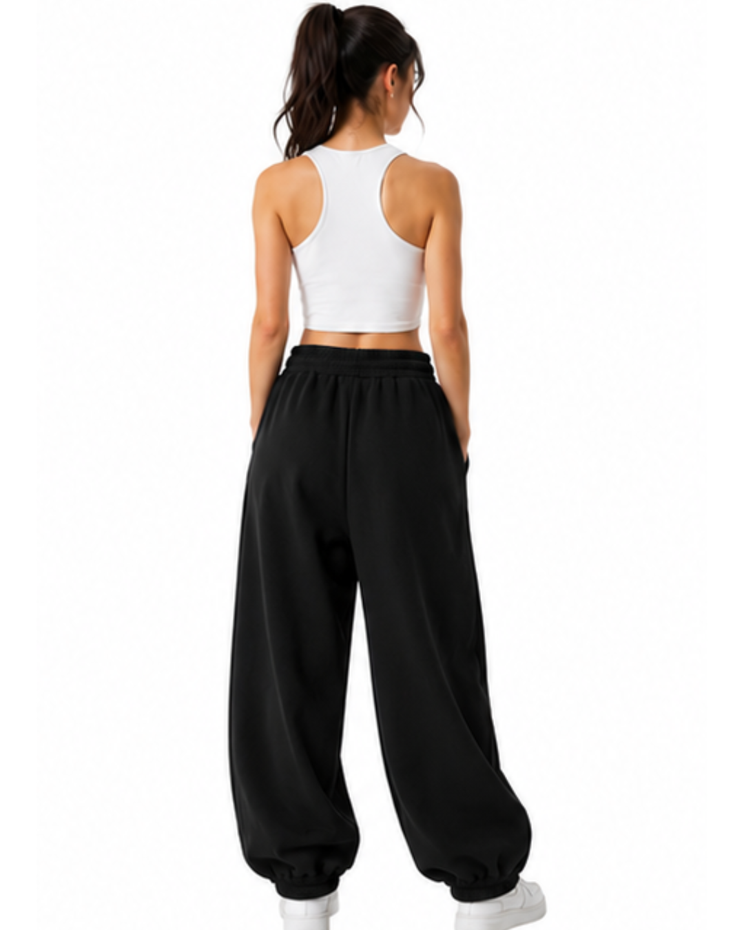 Jogger Oversized Mujer Negro Franela Deli