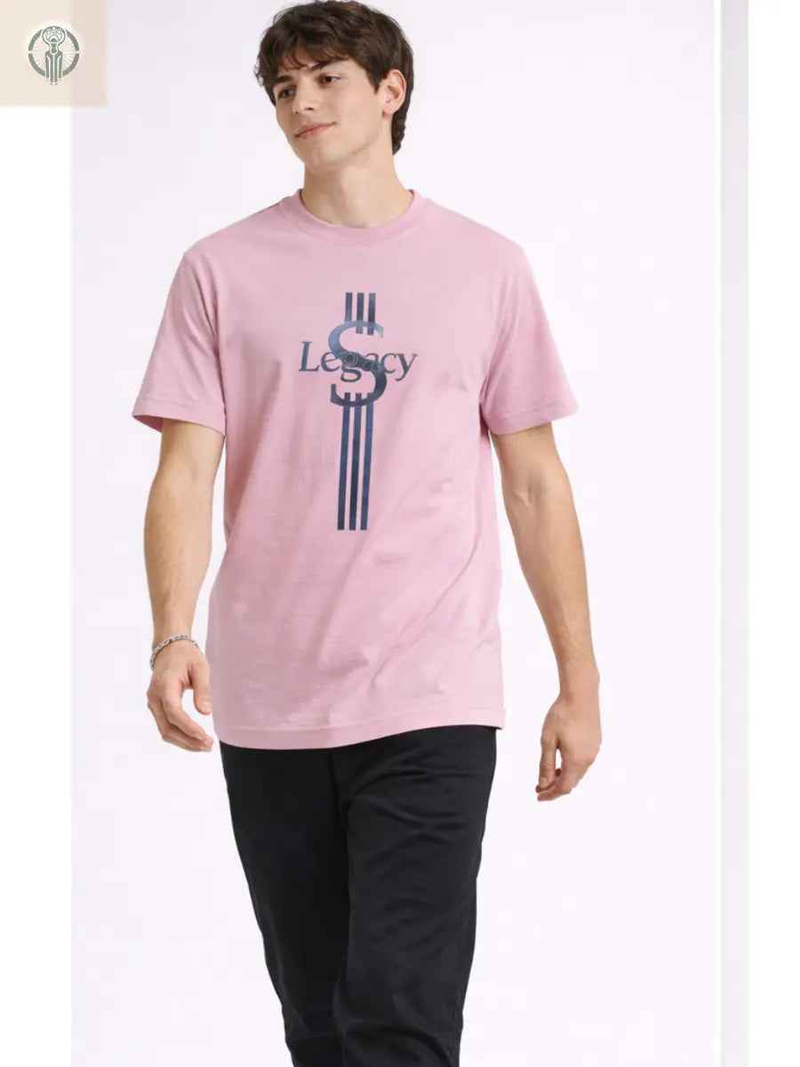 Polo Hombre Lujo Algodón Jersey Palo Rosa con Cuello Redondo