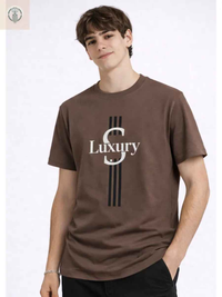 Polo Hombre Marrón Lujo de Algodón Jersey Cuello Redondo