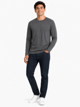 Polo Cuello Redondo Manga Larga Gris Oscuro Algodón Jersey Hombre 2