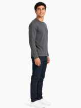 Polo Cuello Redondo Manga Larga Gris Oscuro Algodón Jersey Hombre 4
