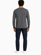 Polo Cuello Redondo Manga Larga Gris Oscuro Algodón Jersey Hombre 6