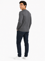 Polo Cuello Redondo Manga Larga Gris Oscuro Algodón Jersey Hombre 3
