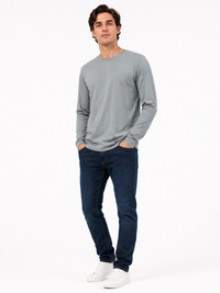 Polo Cuello Redondo Manga Larga Plomo Algodón Jersey Hombre