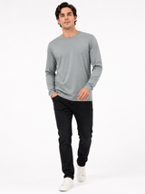 Polo Cuello Redondo Manga Larga Plomo Algodón Jersey Hombre 4