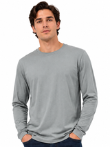 Polo Cuello Redondo Manga Larga Plomo Algodón Jersey Hombre 5