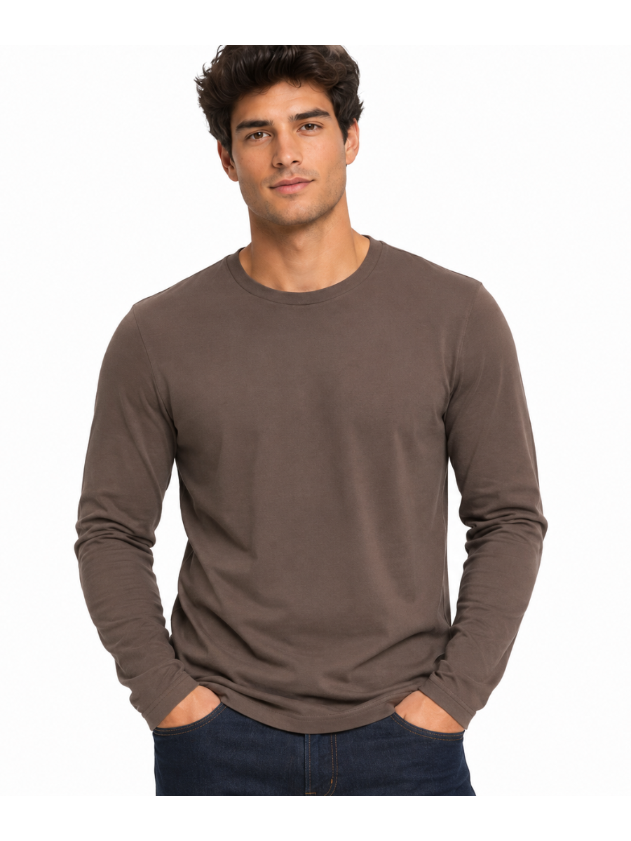 Polo Cuello Redondo Manga Larga Topo Algodón Jersey Hombre