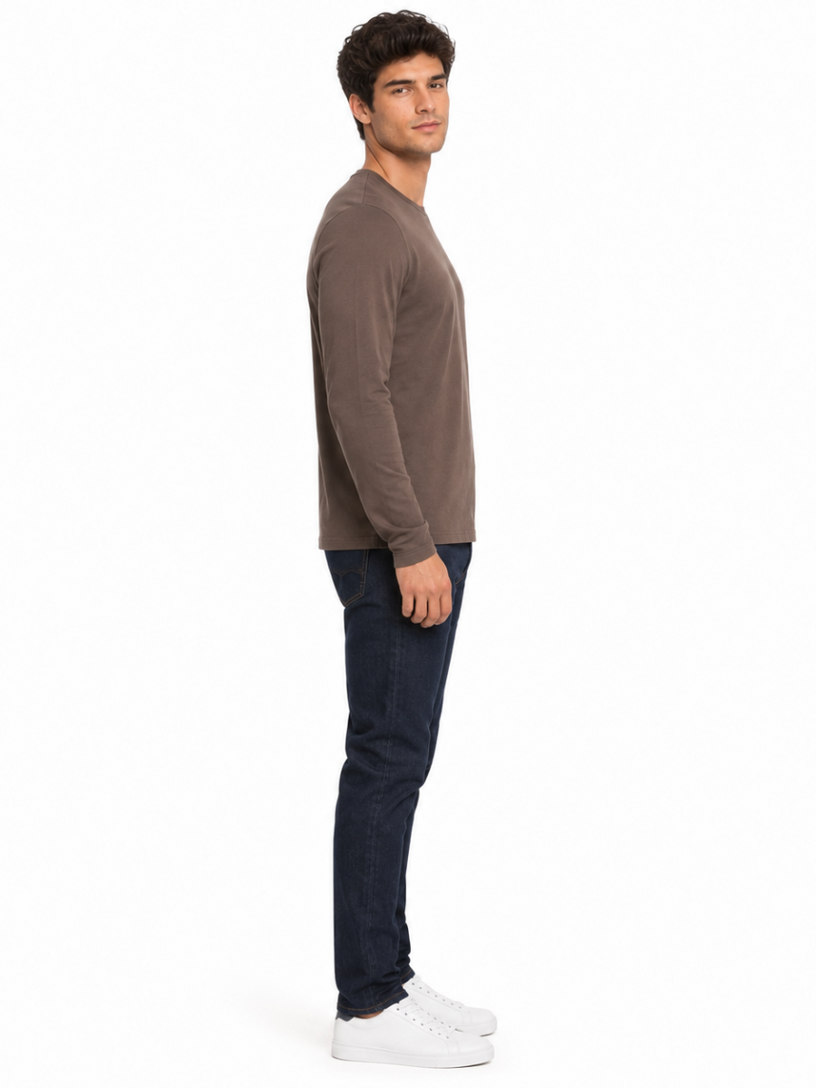 Polo Cuello Redondo Manga Larga Topo Algodón Jersey Hombre