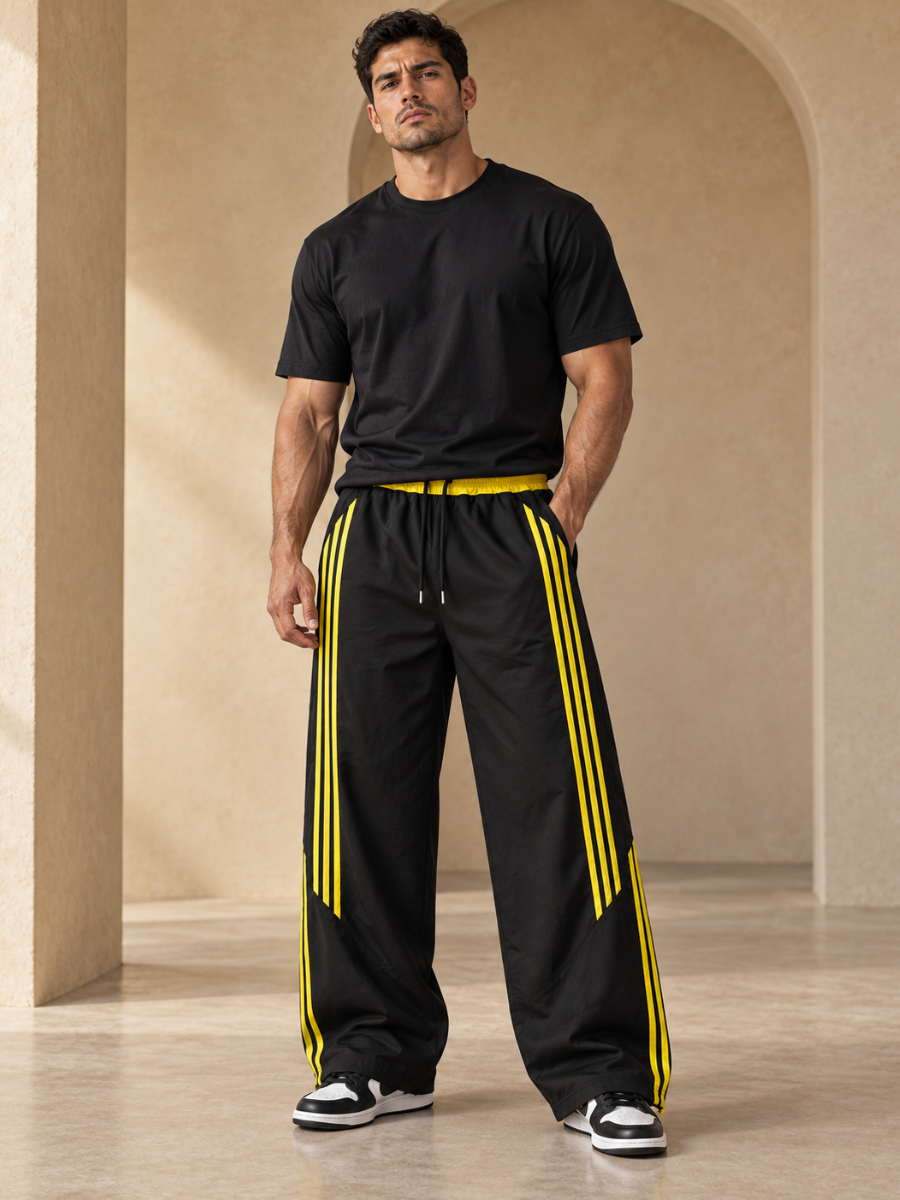 Pantalón Deportivo Parachute Tela Nova Hombre | Franjas Laterales Bicolor | ENKI