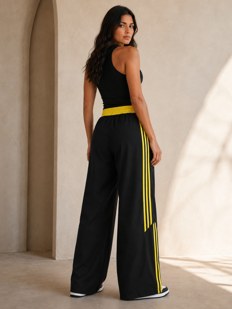 Pantalón Deportivo Parachute Tela Nova Mujer | Franjas Laterales Bicolor | ENKI