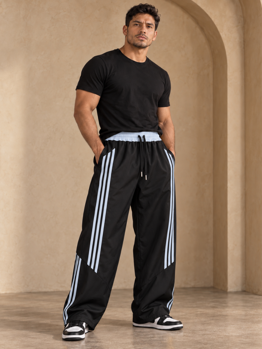 Pantalón Deportivo Parachute Tela Nova Hombre | Franjas Laterales Bicolor | ENKI