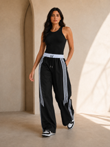 Pantalón Deportivo Parachute Tela Nova Mujer | Franjas Laterales Bicolor | ENKI 9