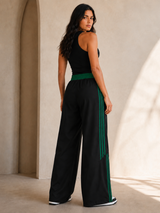 Pantalón Deportivo Parachute Tela Nova Mujer | Franjas Laterales Bicolor | ENKI 11