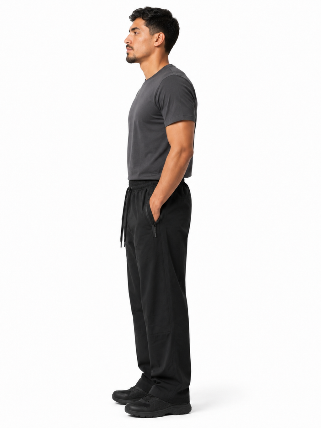 Pantalón deportivo recto hombre NEGRO detalle de malla interna